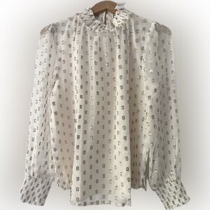New with Tags cream and gold Loft Blouse M